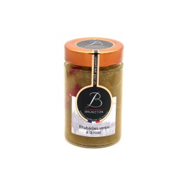 Confiture de rhubarbe à la rose pot 230 g - Maison Bruneton